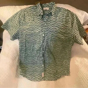 Civil society men’s large green and tan short sleeve button down mt1